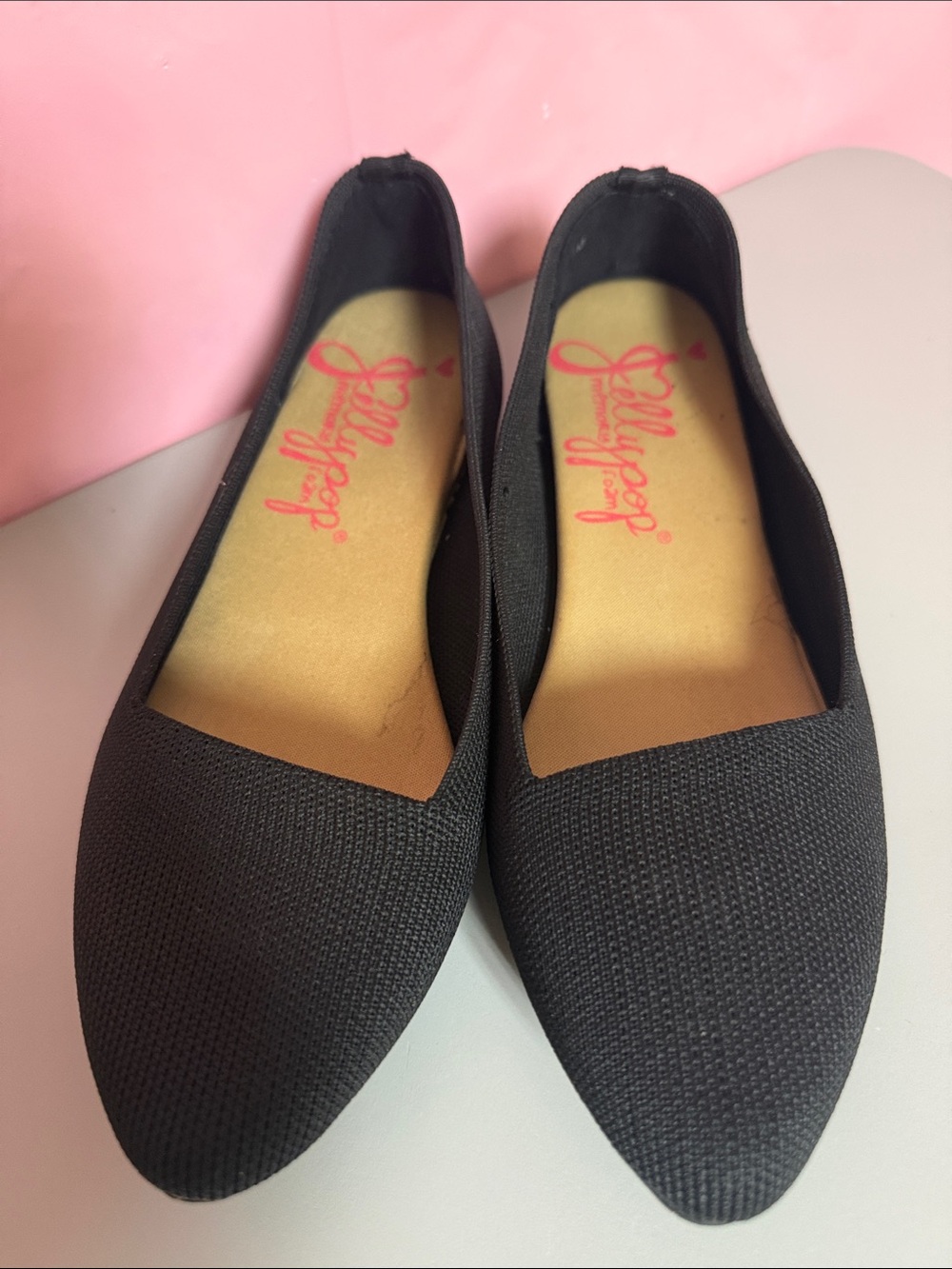 Jellypop Black Pointed Knit Flats